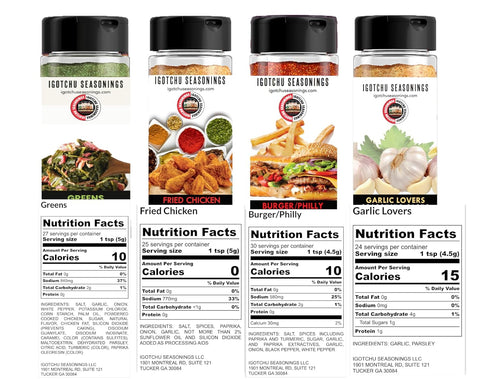 4 4 Set Igotchu Seasonings Top Bundle, Flavor Seasoning for Chicken, Burgers, Veggies and More, Includes Garlic Lovers
