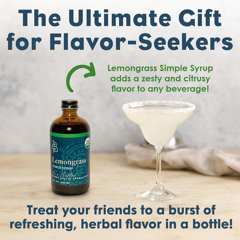 8 oz, Bluestem Botanicals Organic Lemongrass Simple Syrup, Cocktail and Mocktail Mixer for Drinks, Non-Alcoholic