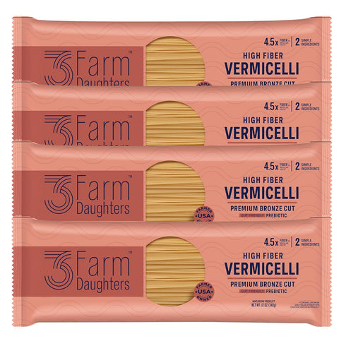 Three Farm Daughters High Fiber Pasta Vermicelli Pack, Irresistible, Low GI, Non