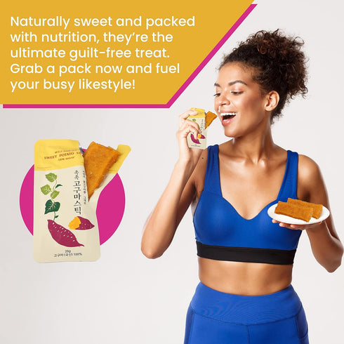 Nabeeya 20 Packs 100% Pack (0.7 Oz Korean Sweet Potato Sticks Natural, Vegan, Low Carb, Gluten-Free Korean Snacks