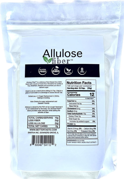 (3 LB) BetterTaste Allulose Sweetener with Plant Based Fiber, Zero Calorie, Keto and Vegan Friendly, Sugar Alternative