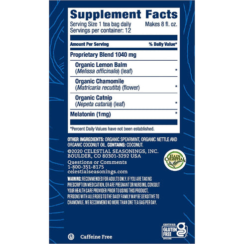 12 (Pack 6) Celestial Seasonings TeaWell Herbal Tea, Sleep with Melatonin, Chamomile Mint, Caffeine Free Wellness Tea