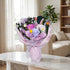 5 1-3 Preserved Flowers Bouquet Real Roses, Flowers for Delivery, Long-Lasting Mixed Purple Roses & Daisies Bouquet