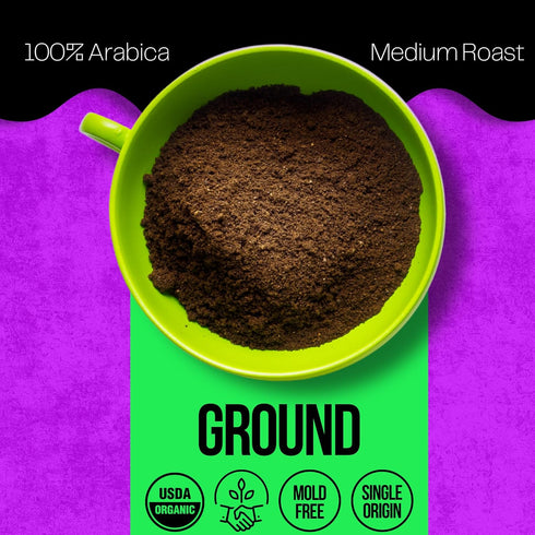 12oz Mold Free Pure Health Coffee - Organic Fair Trade Specialty Grade Low Acid Clean Coffee (Ground)