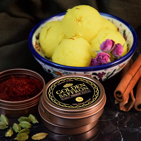 Golden Saffron, Finest Pure Premium All Red Saffron Threads, Grade A+ Super Negin, 3.0 Grams