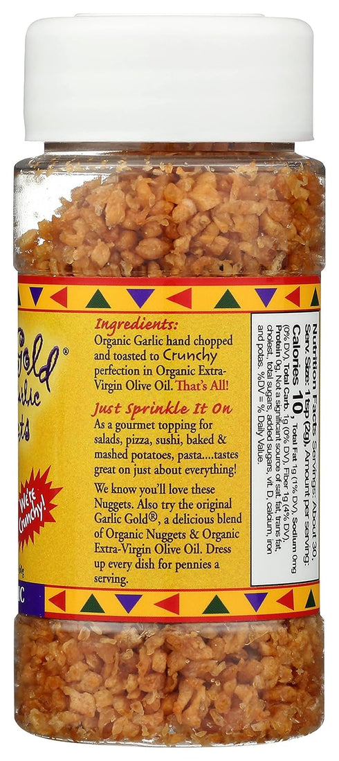 Garlic Gold Toasted Garlic Nuggets, Crunchy Roasted Garlic Seasoning, USDA Organic Salad Topper, 2.1 Ounces, 2 Pack