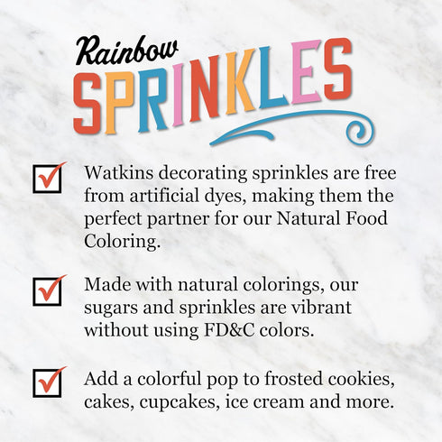 24.7oz Watkins Rainbow Decorating Sprinkles, No Artificial Dyes, Perfect for Ice Cream and More