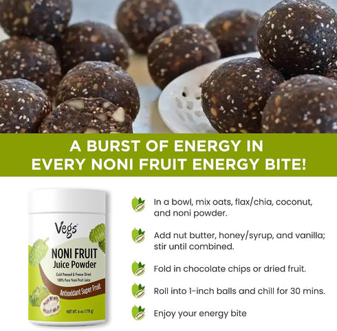 20 6 oz Vegs Noni Juice Powder - Freeze Dried Organic Noni Fruit Juice, X Concentrated High Potency Antioxidant Instant