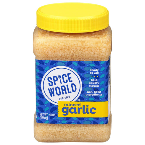 Spice World Minced Garlic – 48 oz Bulk Container – Ready-to-Use Seasonings for Cooking, Reduce Prep Work