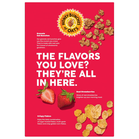 11 Honey Bunches of Oats Strawberry, Heart Healthy, Low Fat, made with Whole Grain Cereal, Ounce