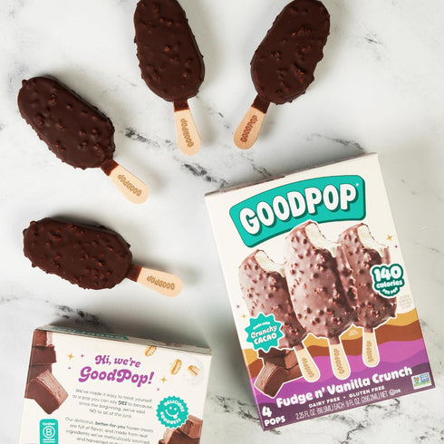 4 Count GOODPOP - Dairy Free Fudge N' Vanilla Crunch Bars - Non-GMO, Gluten Free