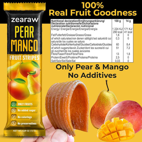 30 Pack ZEARAW Healthy Fruit Snacks for Adults and Kids Fruit Leather with Apple-Pear-Blueberry, Apple-Raspberry