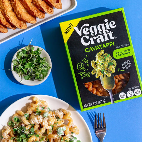 24 8 oz (Pack 2) Veggiecraft Farms Cavatappi Pasta - Gluten Free Cavatappi, High Protein Plant Based Noodles with Pea