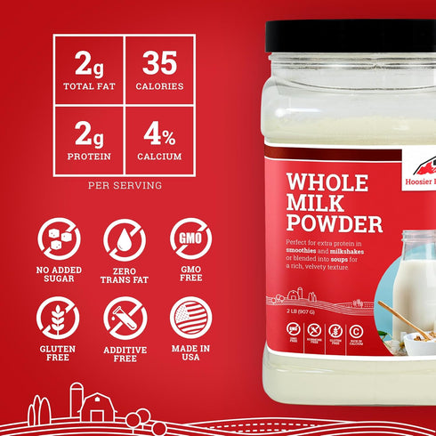 2LB (Pack 1) Hoosier Hill Farm Whole Milk Powder