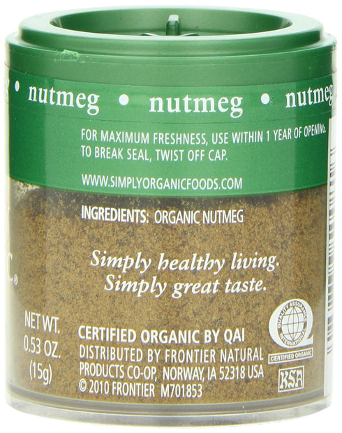 Simply Organic Ground Nutmeg, Organic Mini Spice, 0.53 Ounce (Pack of 6)