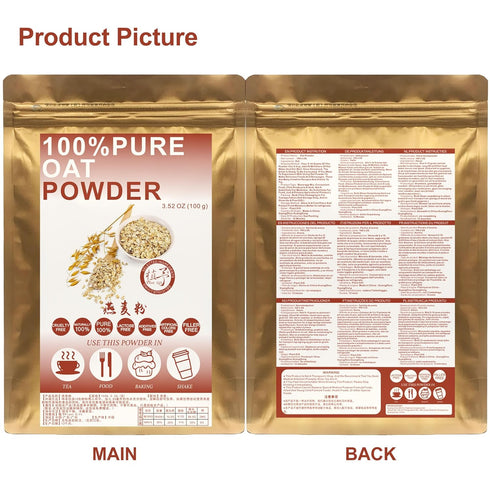 Plant Gift 100% 100G/3.25oz Pure Oat Powder Natural Oat Flour, Great Flavor for Drinks, Smoothie, Yogurt, Baking