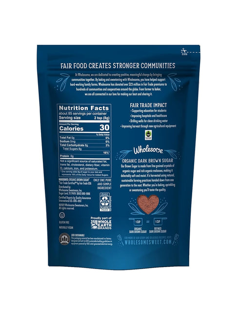 24oz, 6-Pack Wholesome Fair Trade Organic Dark Brown Sugar