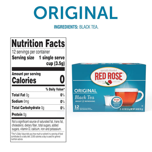 72 12 (Pack 6) Red Rose Teas Black Tea, Convenient Single Serve K-Cups, Pods for Keurig Coffee Maker, Blended To Create