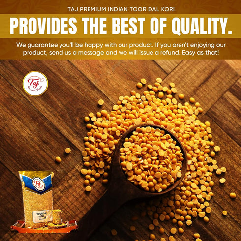 TAJ Gourmet Foods (4-Pounds) TAJ Premium Indian Toor Dal Kori, Unoily, Madhi