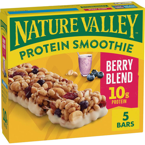Nature Valley Protein Smoothie Chewy Snack Bars, Berry Blend Protein Bars, 5