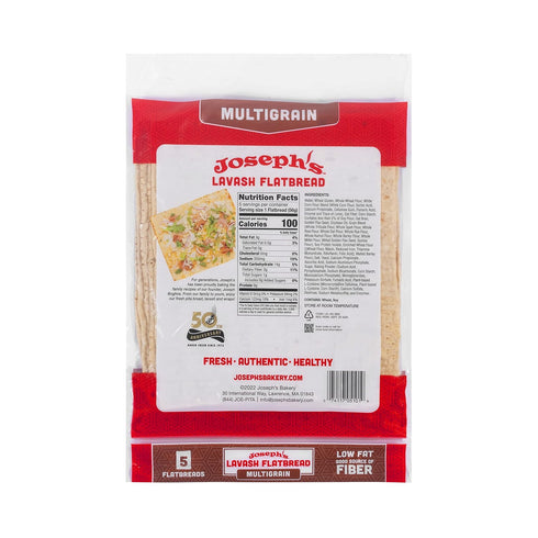 3-Pack, (5 Pack, 15 Joseph's Lavash Bread Value Multigrain, Reduced Carb, Low Fat and Good Source of Fiber Flatbreads