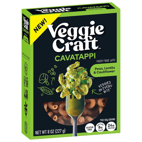 24 8 oz (Pack 2) Veggiecraft Farms Cavatappi Pasta - Gluten Free Cavatappi, High Protein Plant Based Noodles with Pea
