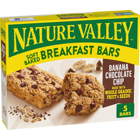 Nature Valley Soft Baked Breakfast Bars, Banana Chocolate Chip, Morning Snacks, 5