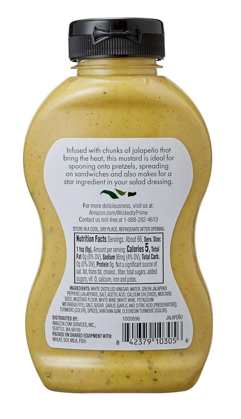Wickedly Prime 11.75 Amazon Brand - Mustard, White Wine Jalapeno, Ounce
