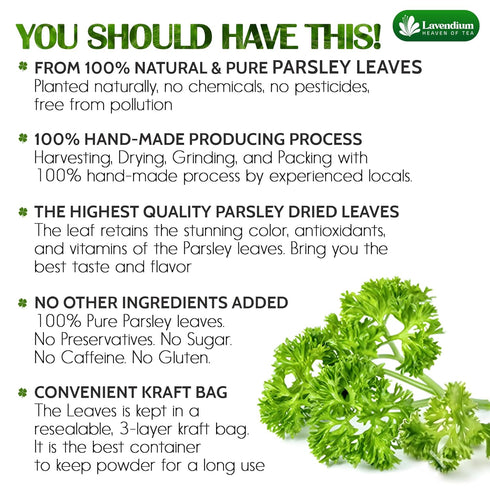 4 oz 100% Lavendium, Premium Dried Parsley Leaves Pure, Non-GMO, Gluten-Free, Vegan Aromatic Culinary Herb for Cooking