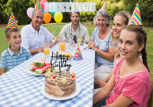 Happy Birthday Cake Topper - Black Birthday Party Decoration