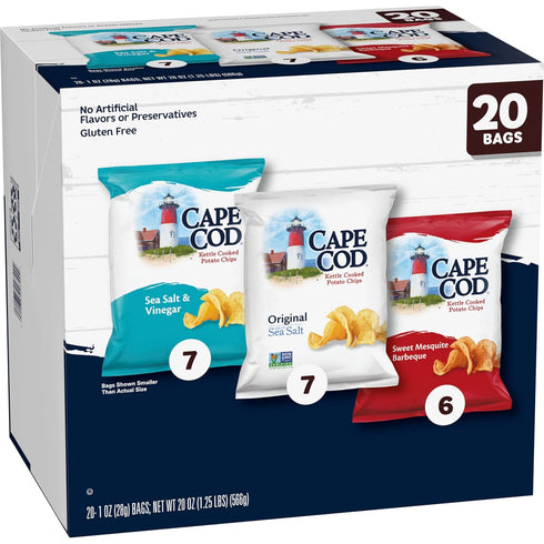 Pack 20 Count 1 Oz Cape Cod Variety Chips