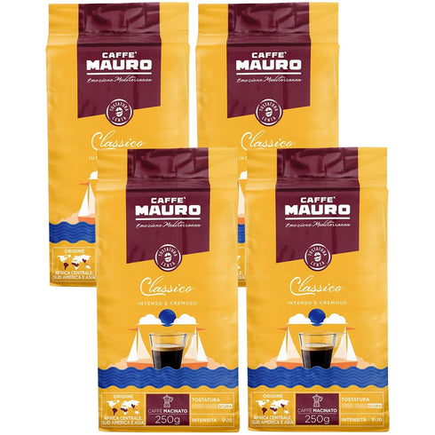 Caffe Mauro Classico Ground Espresso Coffee from Italy 8.8 oz. (250g)(Pack of 4) Creamy