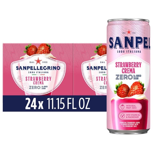 Sanpellegrino Soda Italiana Strawberry Crema Italian Sparkling Drink, 0g Added Sugar, Real
