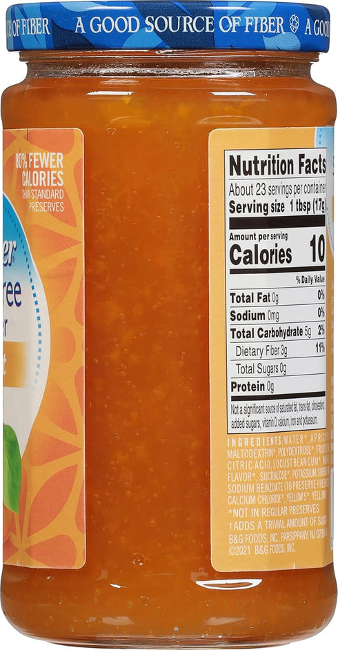 Polaner 13.5 Sugar Free with Fiber, Apricot Jam, Ounce