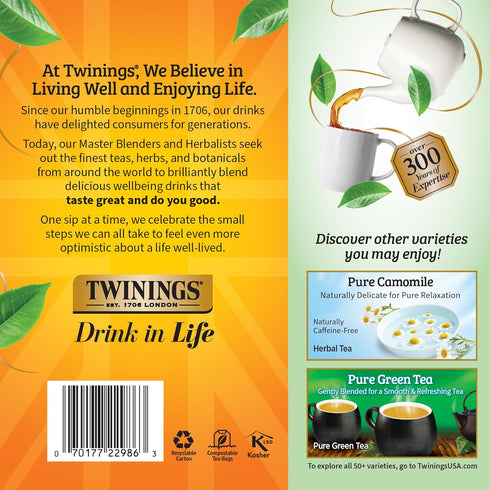 100 Count (Pack 1), 100 Twinings Pure Peppermint Herbal Tea Individually Wrapped Bags, of Fresh Minty Flavour