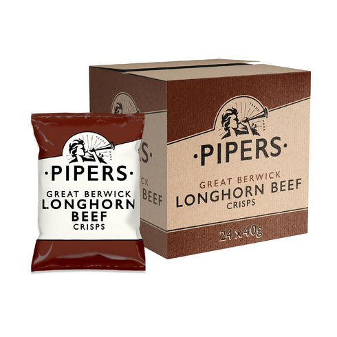 Pipers Longhorn Beef Crisps 40g x 24 Bags