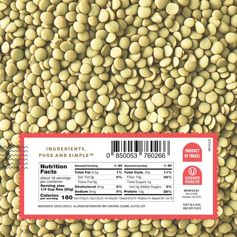 ONE IN A MILL 2LB Green Lentils Bulk Resealable Bag | For Soup, Stews, & Curries | All-Natural Plant-Based Protein | OU