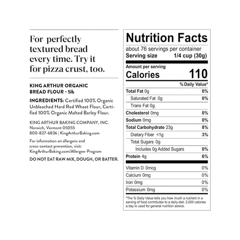 100% 5 lb (Pack 1) King Arthur Organic Bread Flour, Unbleached, of - Non-GMO Project Verified, No Preservatives
