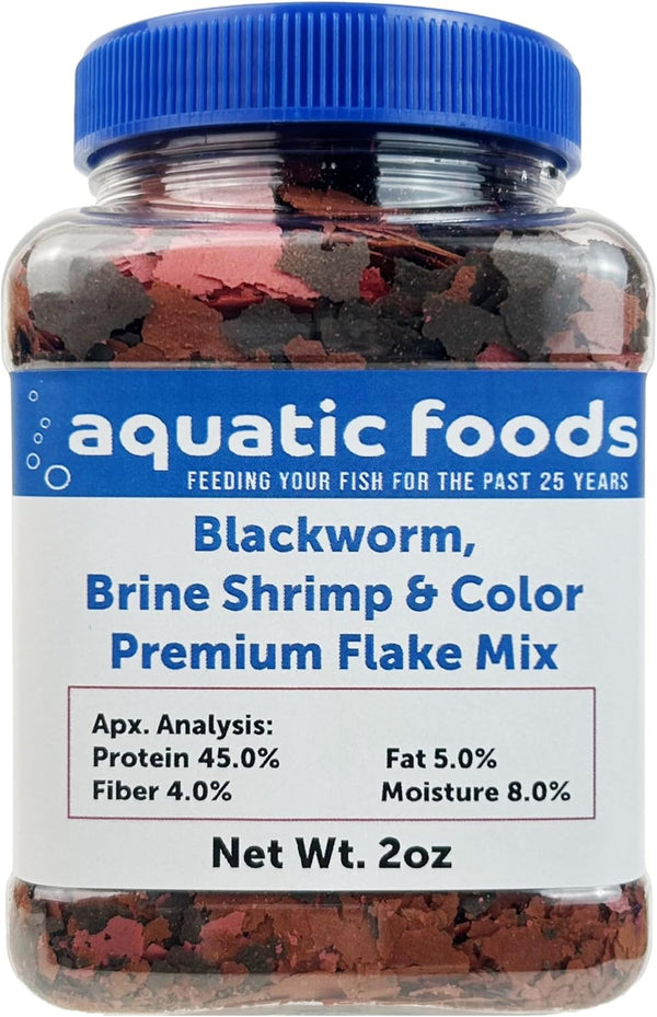 Aquatic Foods Inc. California Blackworm, Brine Shrimp, Color Enhancing Premium Flakes for Discus, Cichlids All