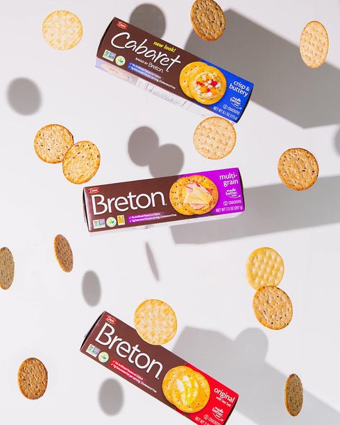 7.3 (Pack 3) Breton Multigrain Crackers, Ounce