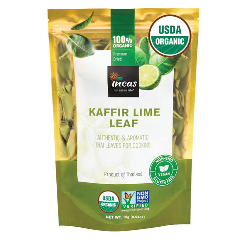 INCAS 100% USDA Organic Makrut Lime Leaves 0.53 oz Direct From Thailand