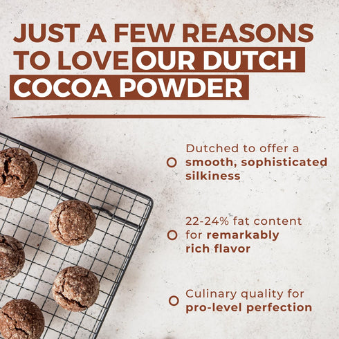 (1 lb) 22-24% Cocoa Powder Dutch Processed Cocoa Powder, Unsweetened, Extra Rich Cocoa Flavor, Fat, Premium Culinary