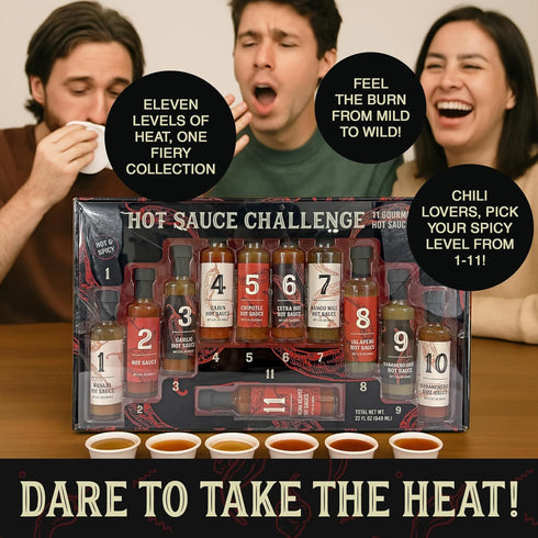 11 Pack Set Set Bottle Hot Sauce Variety Spice with Habanero, Chipotle, Garlic Sauce & More Gourmet Sauces for Tasting