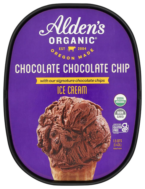Alden's , Organic Chocolate Chocolate Chip Ice Cream, 48 oz (Frozen)