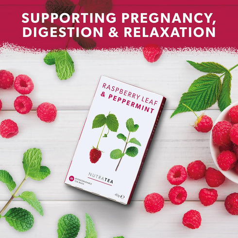 Nutra Tea - Raspberry Leaf & Peppermint Tea, Herbal Tea for Pregnancy & Expectant Mothers - 40 Tea Bags (2 Pack)