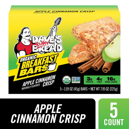 5 Count Dave's Killer Bread Apple Cinnamon Crisp Naturally Flavored Organic Breakfast Bars