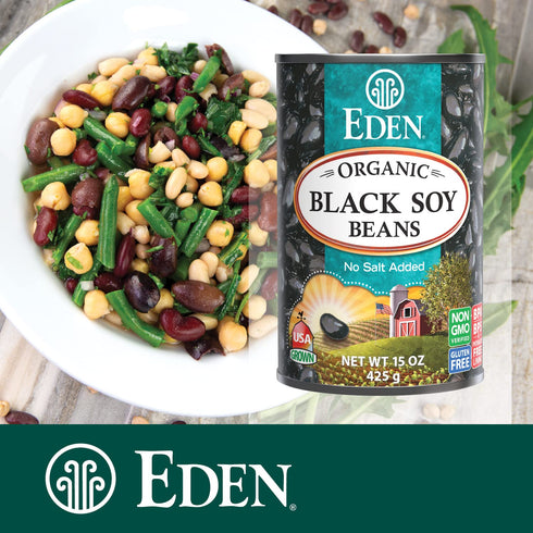 15 oz (6-Pack), Eden Organic Black Soybeans, Can Complete Protein, No Salt, Non-GMO, Gluten Free, Vegan, Kosher, U.S.