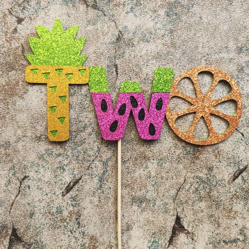 Twotti Frutti Cake Topper, Summer Fruit 2nd Birthday Cake Decor, Pineapple/Watermelon/Orange/Lemon/Strawberry/Banana