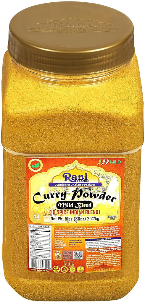 (10-Spice 5lbs (2.27kg) Rani Curry Powder Mild Authentic Indian Blend) PET Jar ~ All Natural | Salt-Free | NO Chili