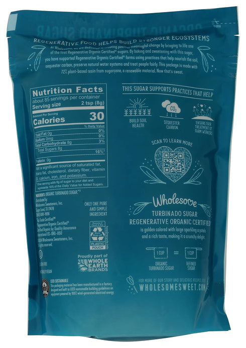 24-Ounce 1 Pack Wholesome Sweeteners Turbinado Sugar, Fair Trade, Non GMO, Gluten Free & Vegan